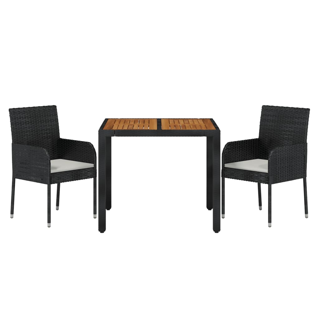 3-delige Tuinset met kussens poly rattan zwart is nu te koop bij PeponiXL, paradijselijk wonen!