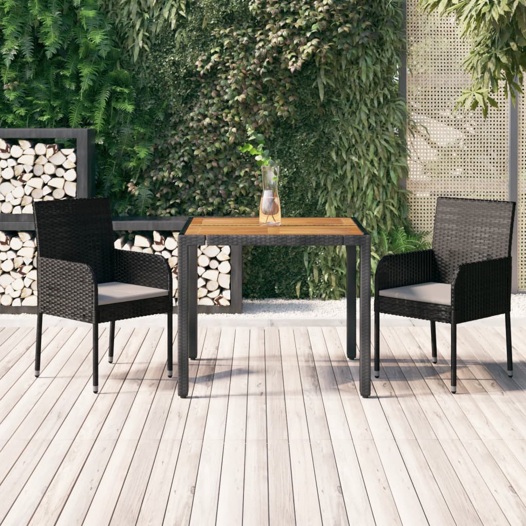 3-delige Tuinset met kussens poly rattan zwart is nu te koop bij PeponiXL, paradijselijk wonen!