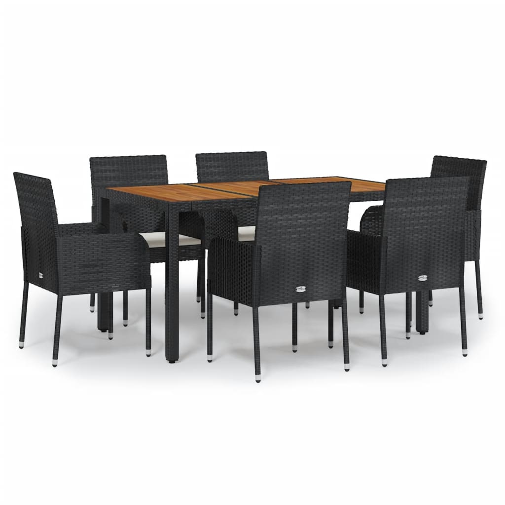 7-delige Tuinset met kussens poly rattan zwart is nu te koop bij PeponiXL, paradijselijk wonen!