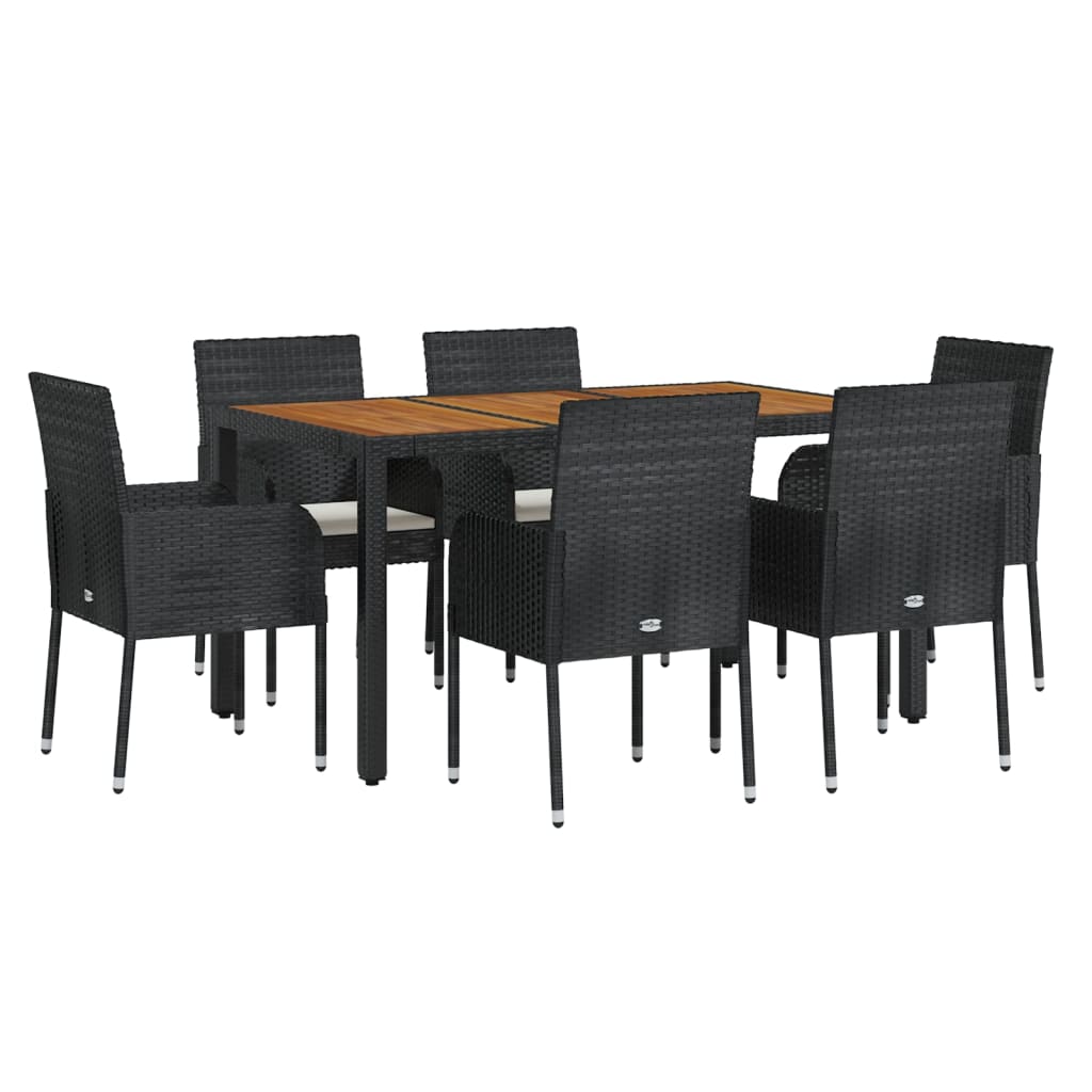 7-delige Tuinset met kussens poly rattan zwart is nu te koop bij PeponiXL, paradijselijk wonen!