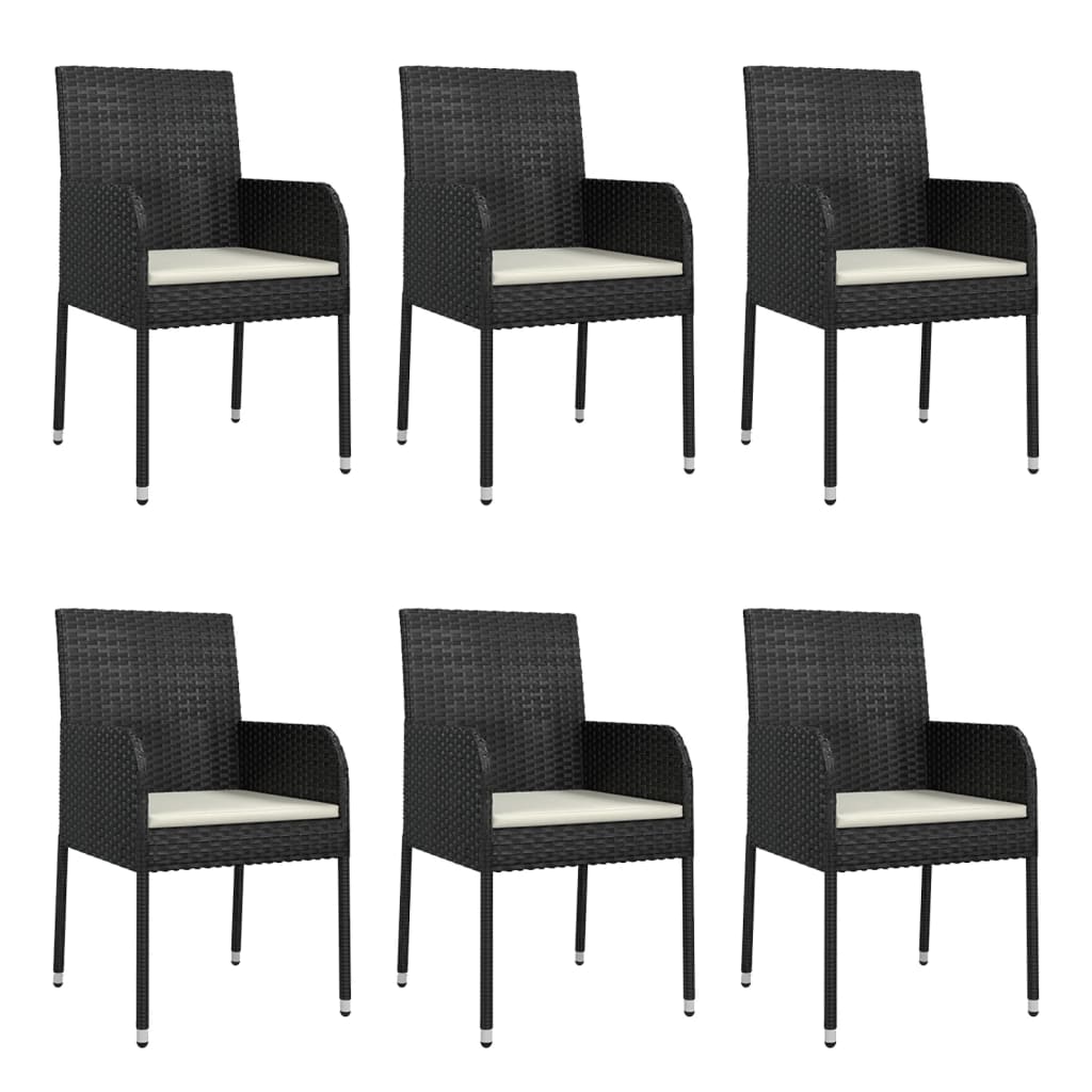 7-delige Tuinset met kussens poly rattan zwart is nu te koop bij PeponiXL, paradijselijk wonen!