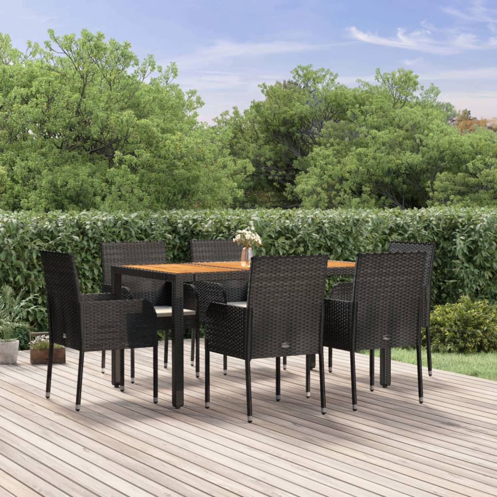 7-delige Tuinset met kussens poly rattan zwart is nu te koop bij PeponiXL, paradijselijk wonen!