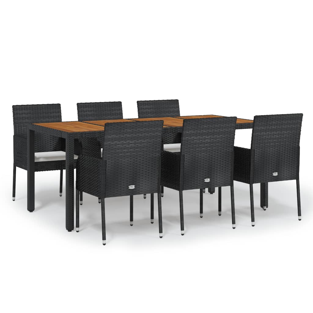7-delige Tuinset met kussens poly rattan zwart is nu te koop bij PeponiXL, paradijselijk wonen!