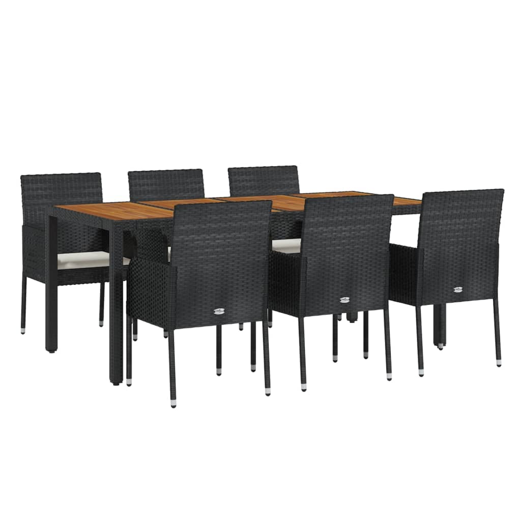 7-delige Tuinset met kussens poly rattan zwart is nu te koop bij PeponiXL, paradijselijk wonen!