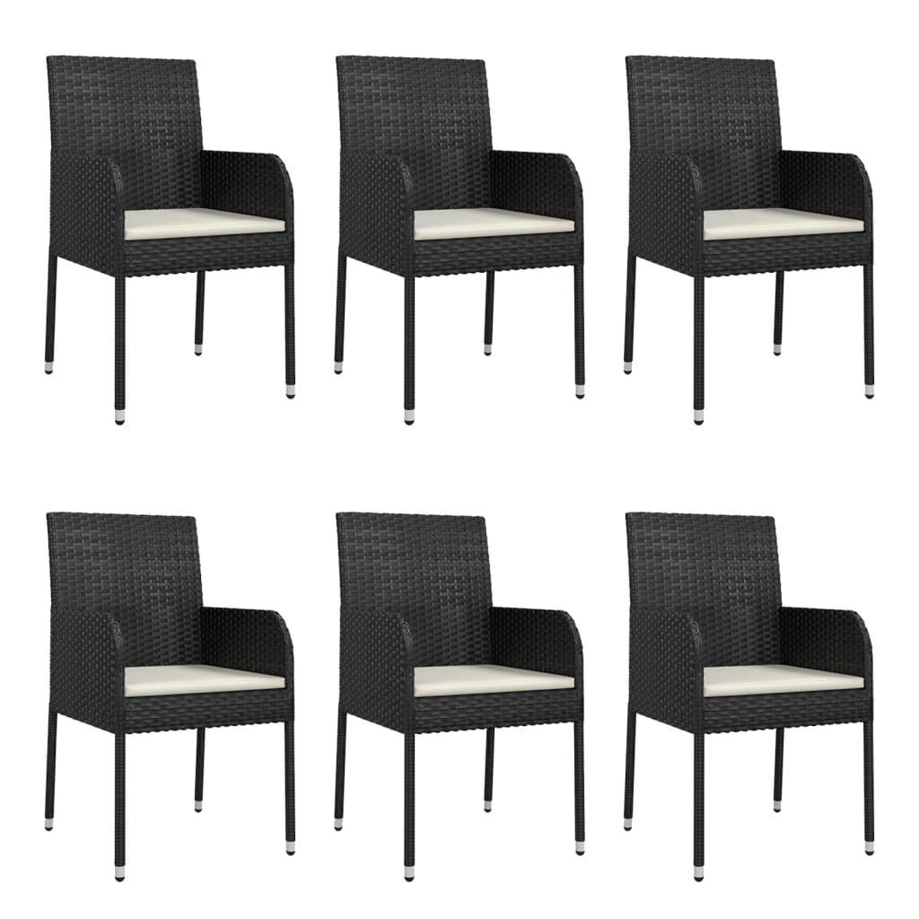 7-delige Tuinset met kussens poly rattan zwart is nu te koop bij PeponiXL, paradijselijk wonen!