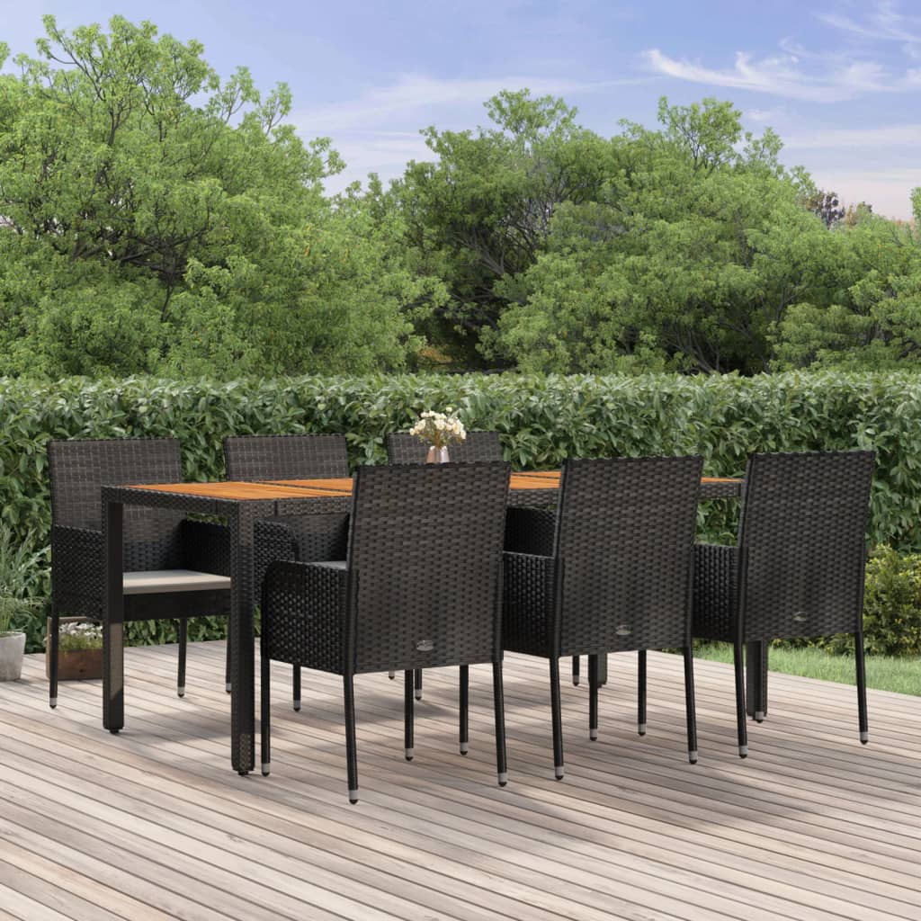 7-delige Tuinset met kussens poly rattan zwart is nu te koop bij PeponiXL, paradijselijk wonen!