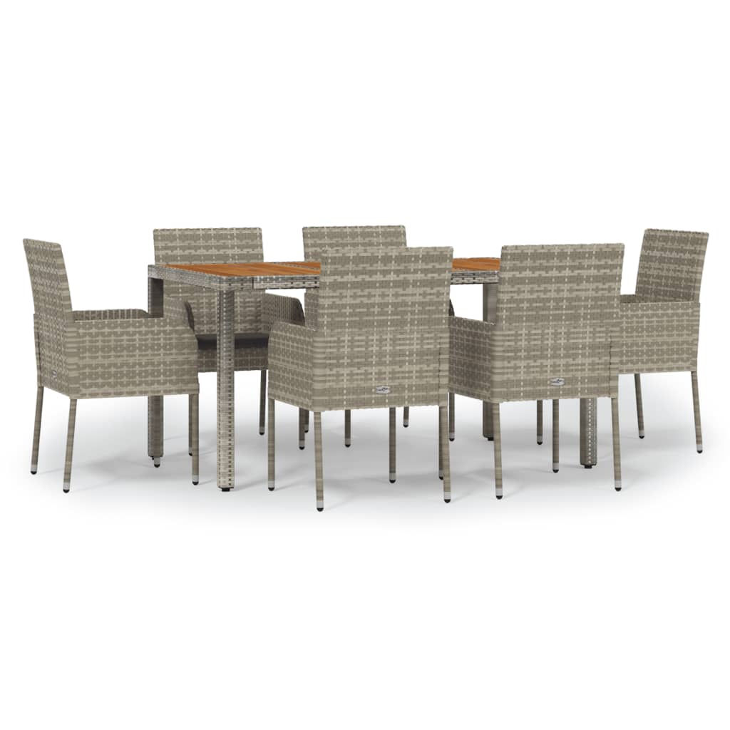 7-delige Tuinset met kussens poly rattan grijs is nu te koop bij PeponiXL, paradijselijk wonen!