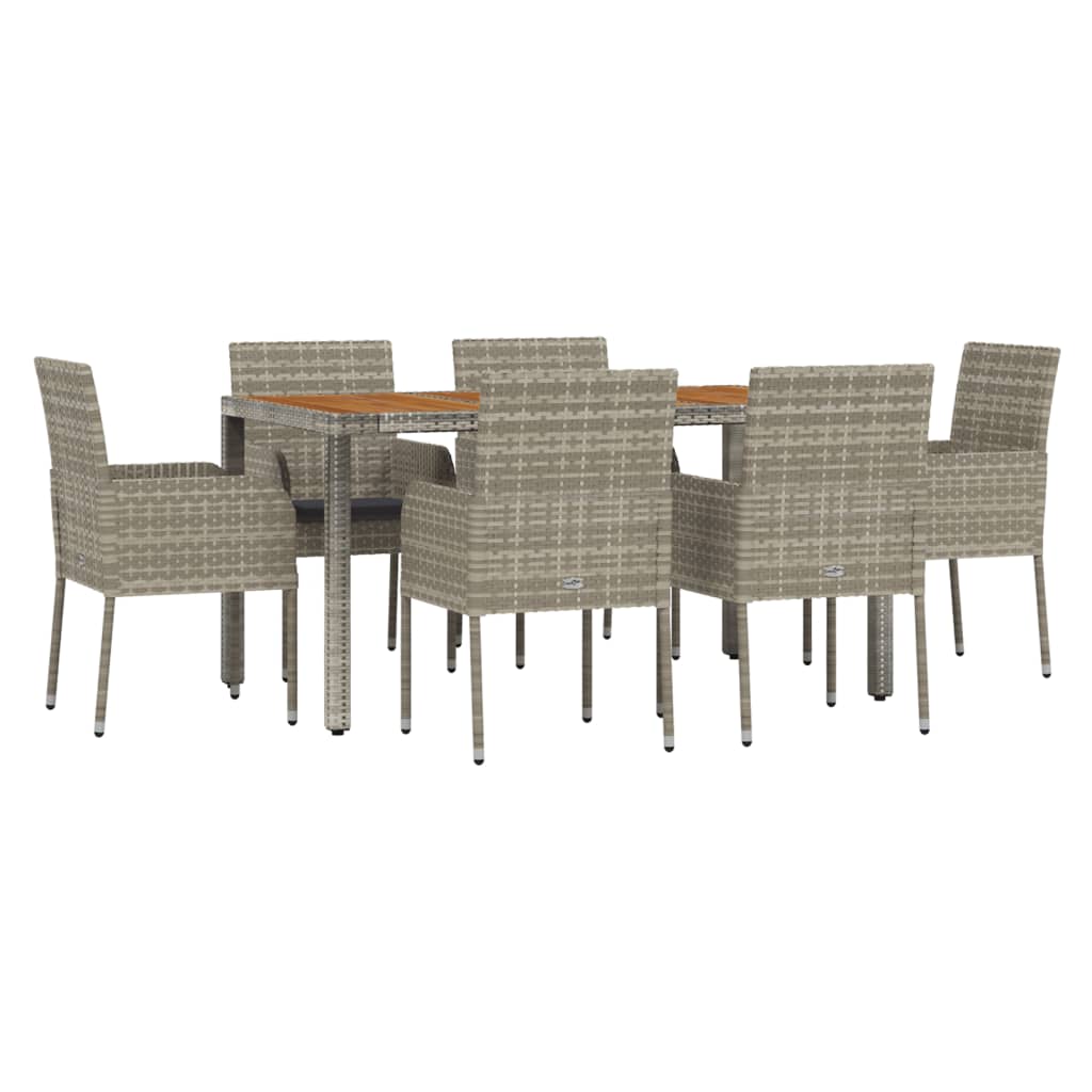 7-delige Tuinset met kussens poly rattan grijs is nu te koop bij PeponiXL, paradijselijk wonen!