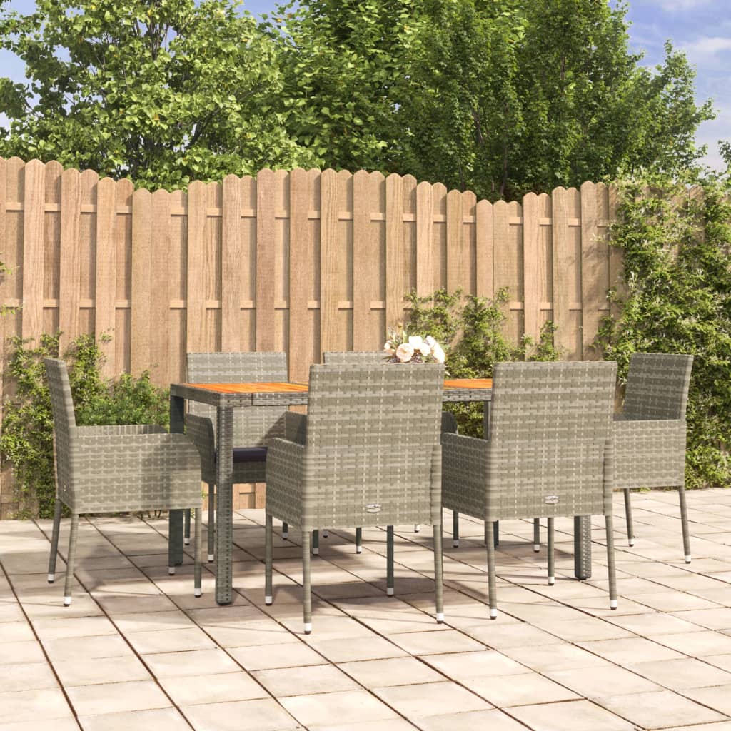 7-delige Tuinset met kussens poly rattan grijs is nu te koop bij PeponiXL, paradijselijk wonen!