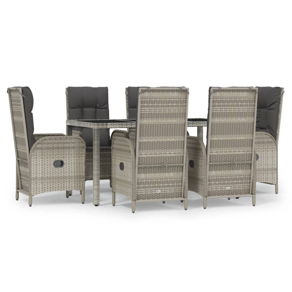 7-delige Tuinset met kussens poly rattan grijs is nu te koop bij PeponiXL, paradijselijk wonen!