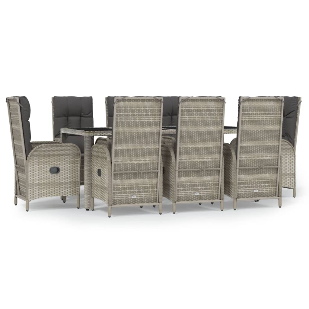 9-delige Tuinset met kussens poly rattan grijs is nu te koop bij PeponiXL, paradijselijk wonen!