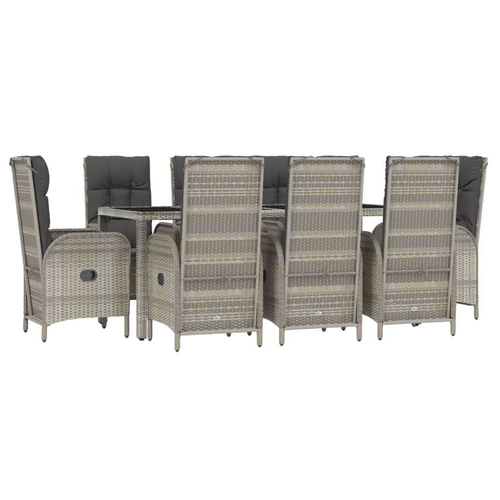 9-delige Tuinset met kussens poly rattan grijs is nu te koop bij PeponiXL, paradijselijk wonen!