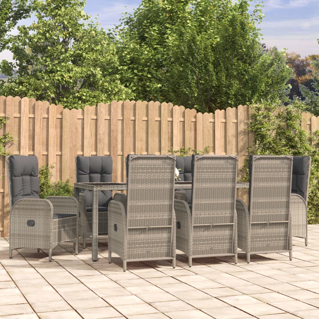 9-delige Tuinset met kussens poly rattan grijs is nu te koop bij PeponiXL, paradijselijk wonen!