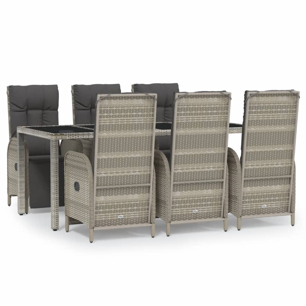 7-delige Tuinset met kussens poly rattan grijs is nu te koop bij PeponiXL, paradijselijk wonen!