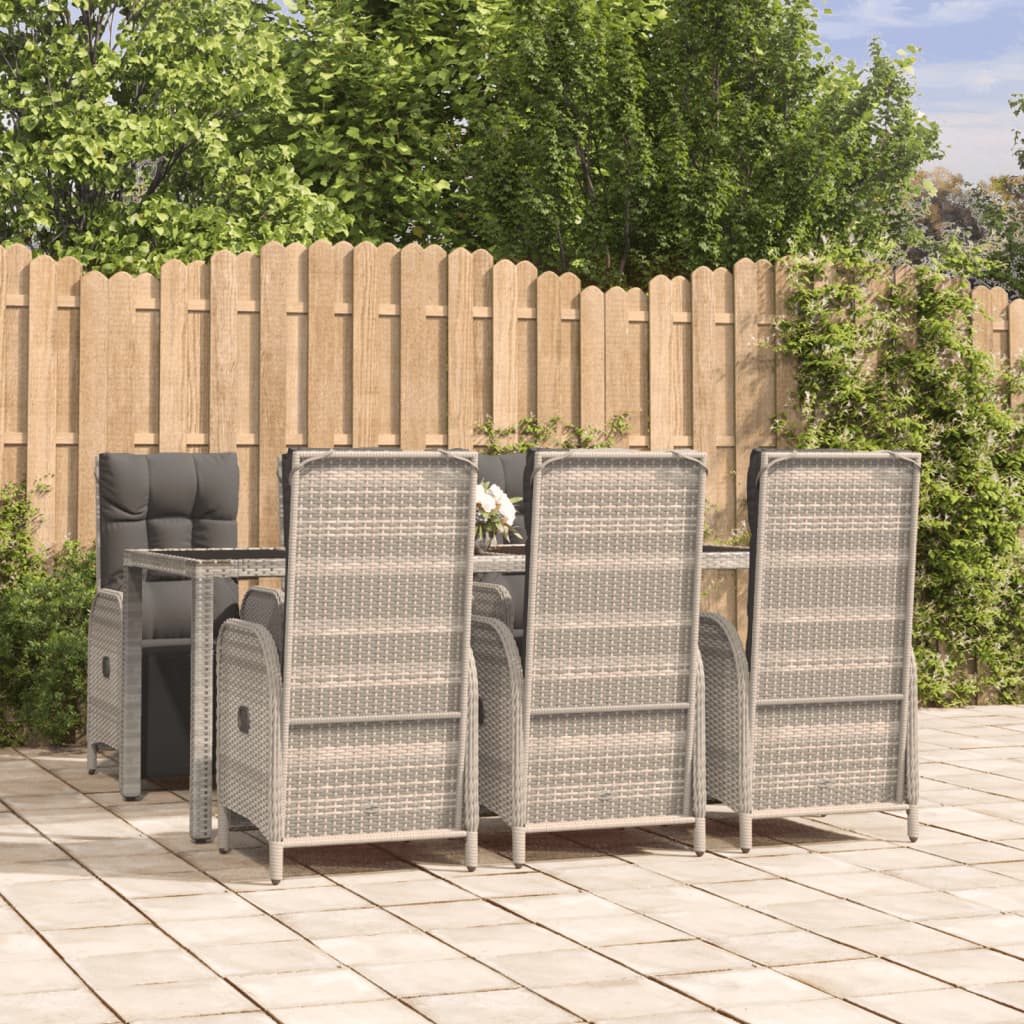 7-delige Tuinset met kussens poly rattan grijs is nu te koop bij PeponiXL, paradijselijk wonen!