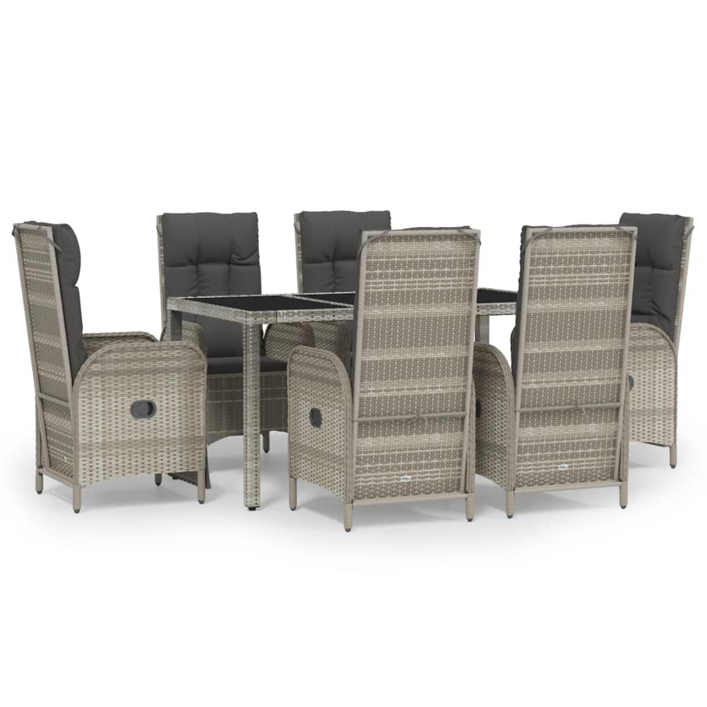 7-delige Tuinset met kussens poly rattan grijs is nu te koop bij PeponiXL, paradijselijk wonen!