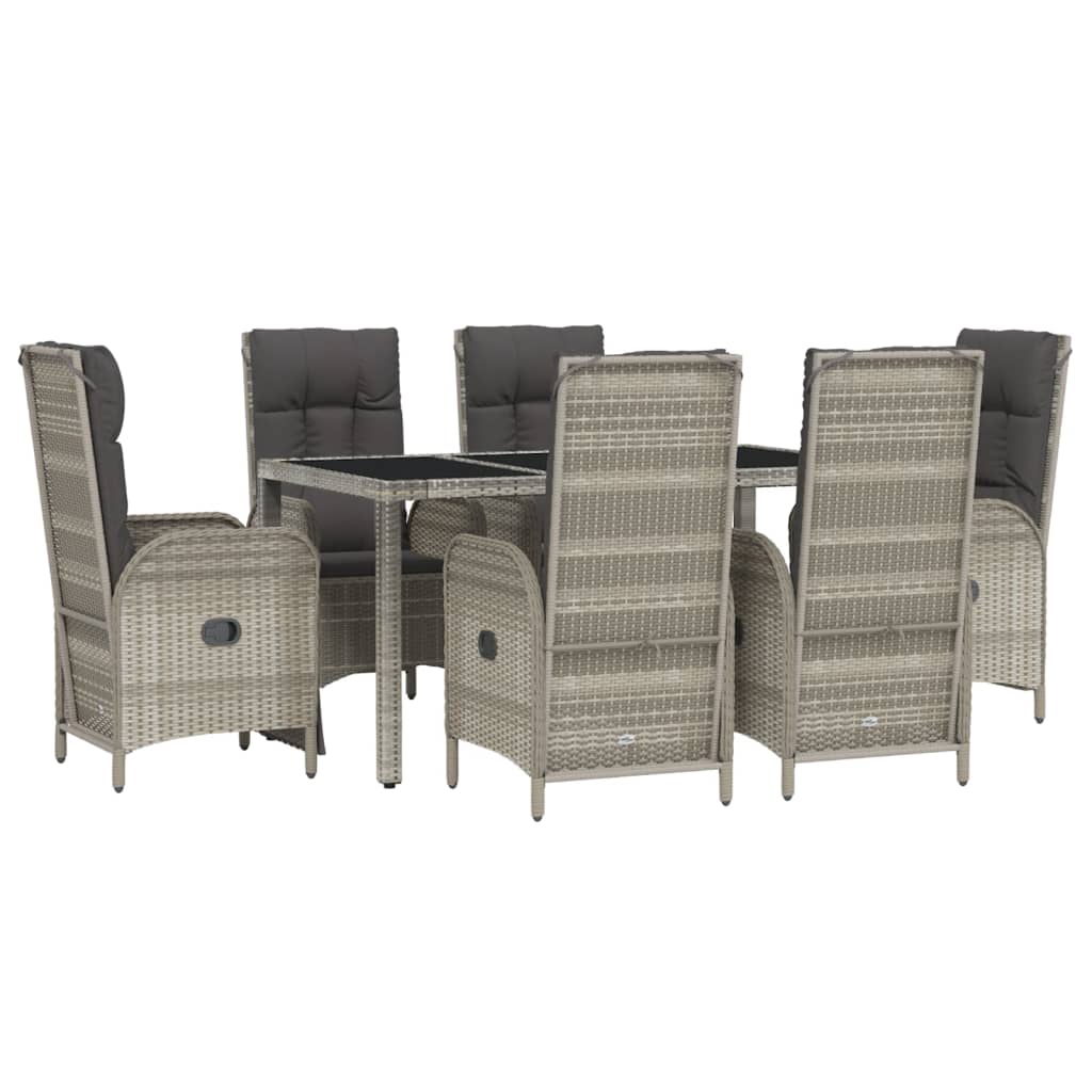 7-delige Tuinset met kussens poly rattan grijs is nu te koop bij PeponiXL, paradijselijk wonen!