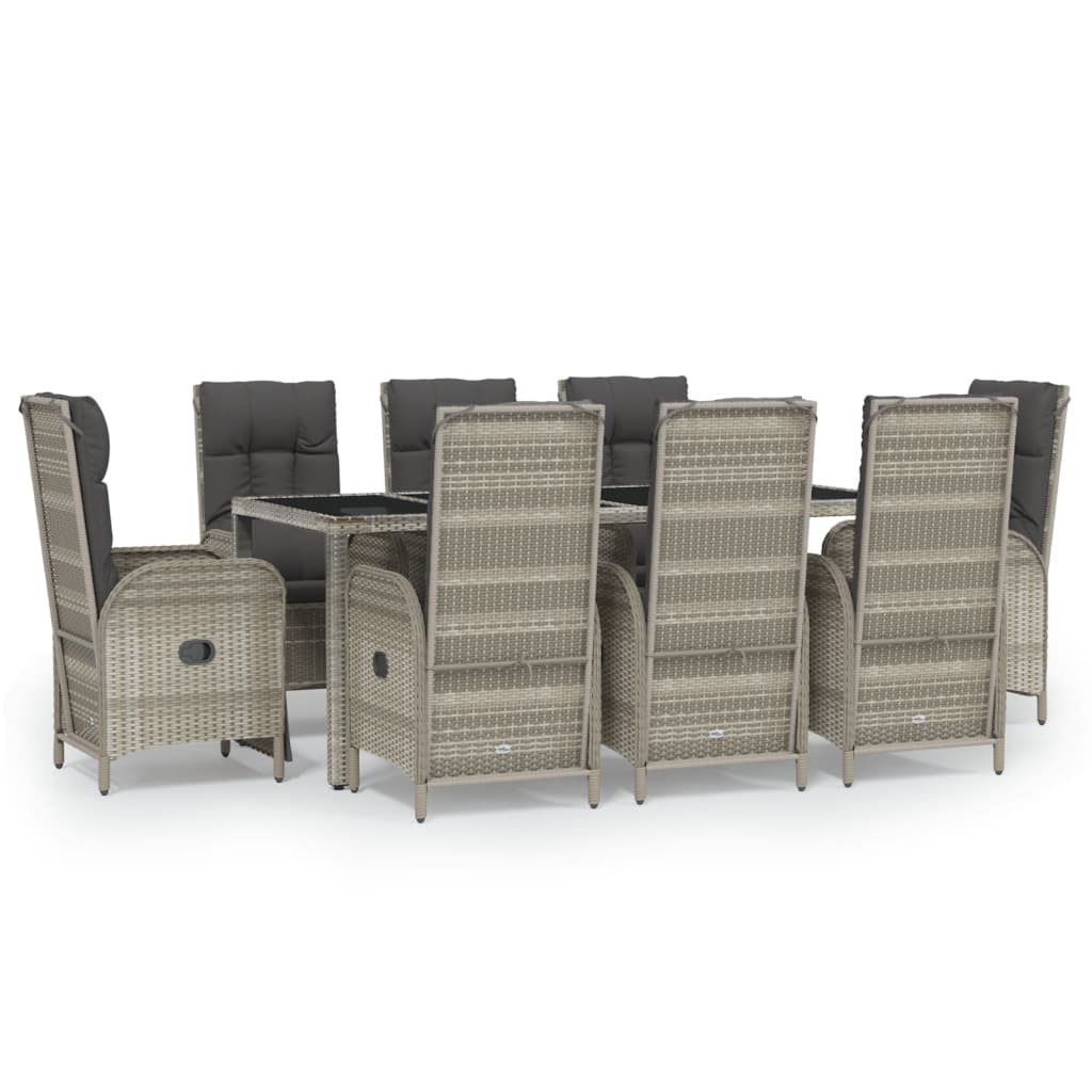 9-delige Tuinset met kussens poly rattan grijs is nu te koop bij PeponiXL, paradijselijk wonen!