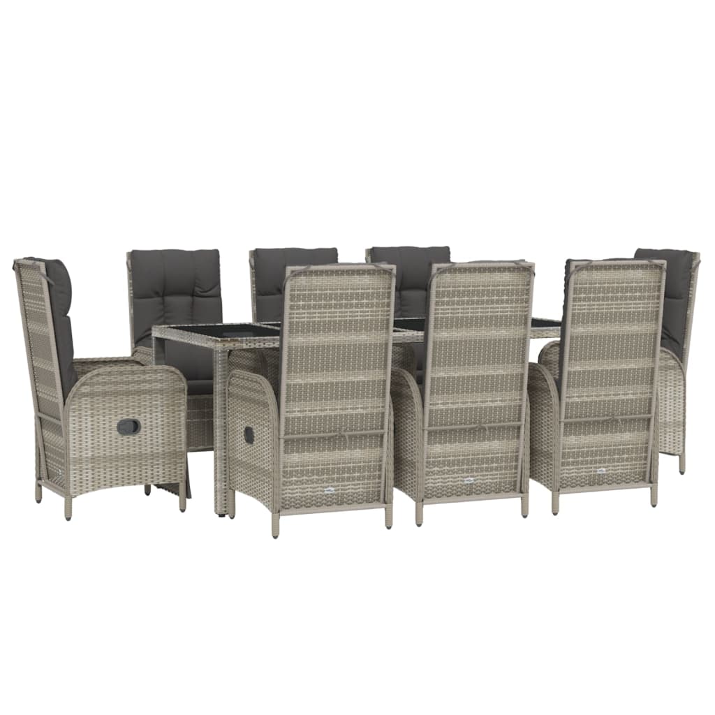 9-delige Tuinset met kussens poly rattan grijs is nu te koop bij PeponiXL, paradijselijk wonen!
