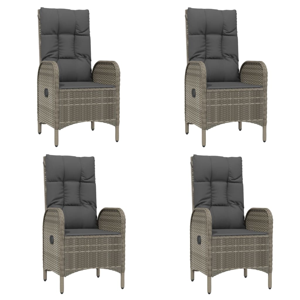 5-delige Tuinset met kussens poly rattan grijs