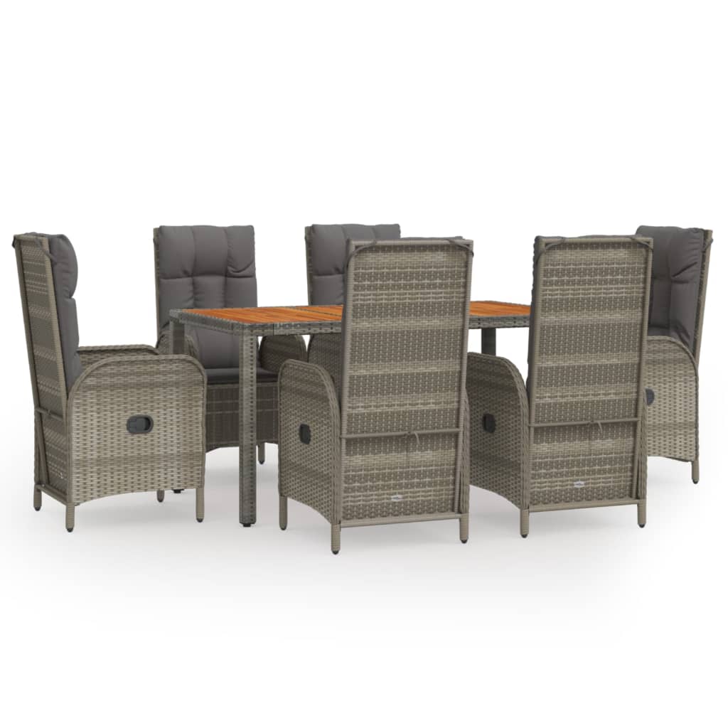 7-delige Tuinset met kussens poly rattan grijs is nu te koop bij PeponiXL, paradijselijk wonen!
