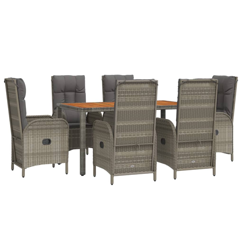 7-delige Tuinset met kussens poly rattan grijs is nu te koop bij PeponiXL, paradijselijk wonen!