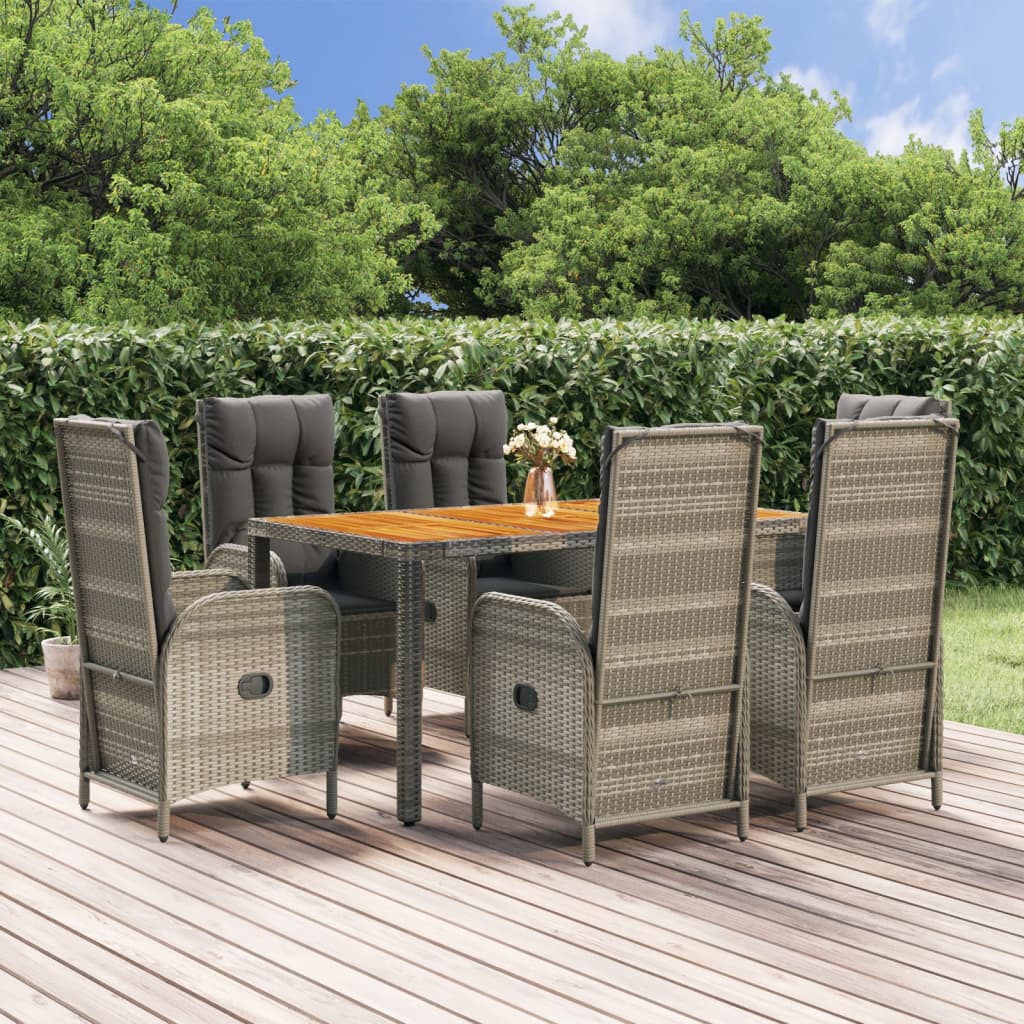 7-delige Tuinset met kussens poly rattan grijs is nu te koop bij PeponiXL, paradijselijk wonen!