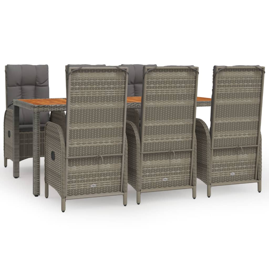 7-delige Tuinset met kussens poly rattan grijs is nu te koop bij PeponiXL, paradijselijk wonen!