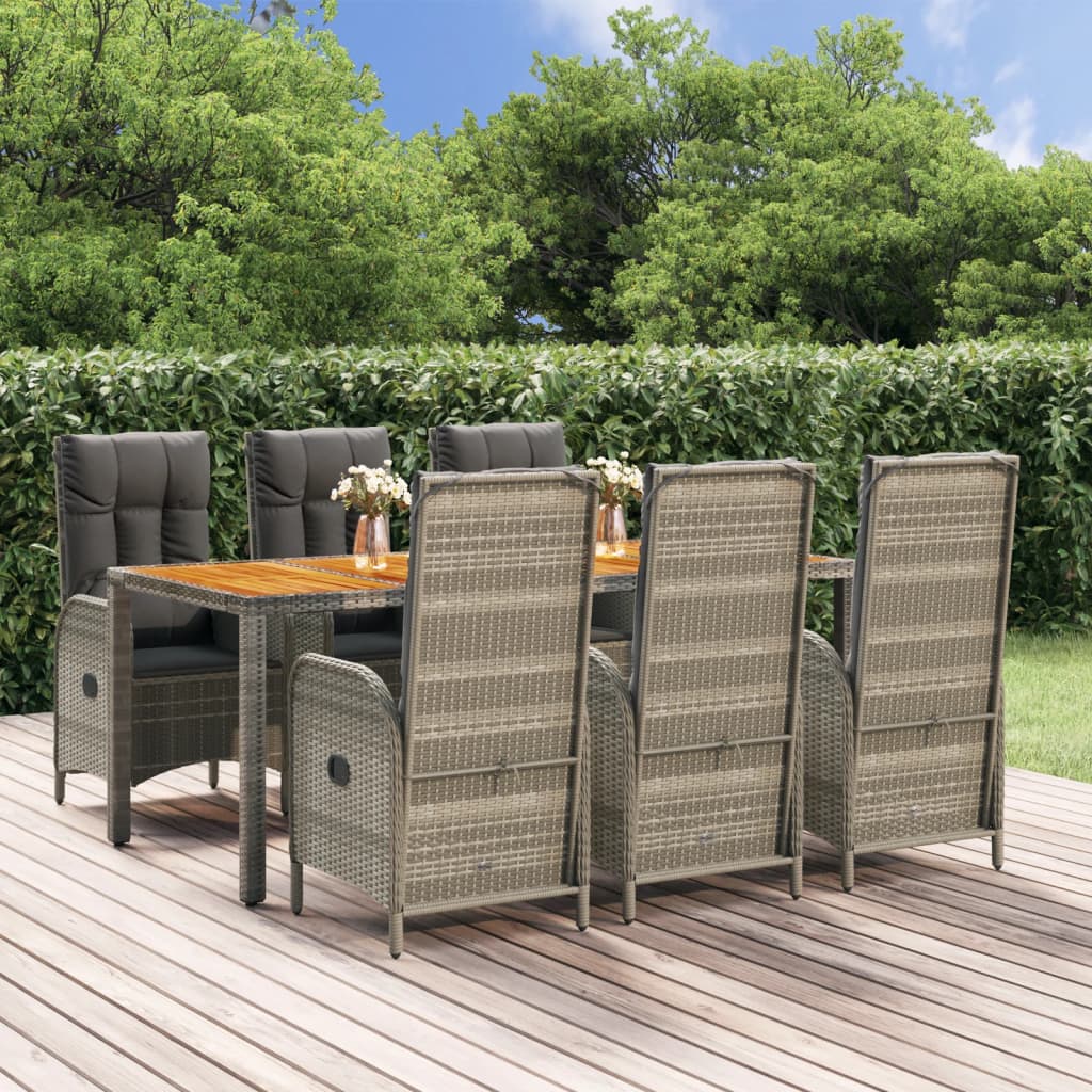 7-delige Tuinset met kussens poly rattan grijs is nu te koop bij PeponiXL, paradijselijk wonen!