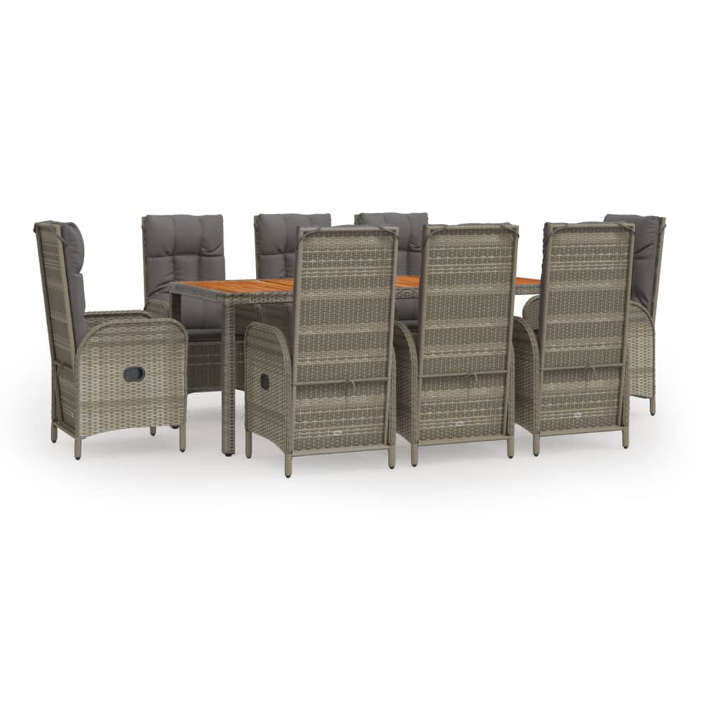 9-delige Tuinset met kussens poly rattan grijs is nu te koop bij PeponiXL, paradijselijk wonen!