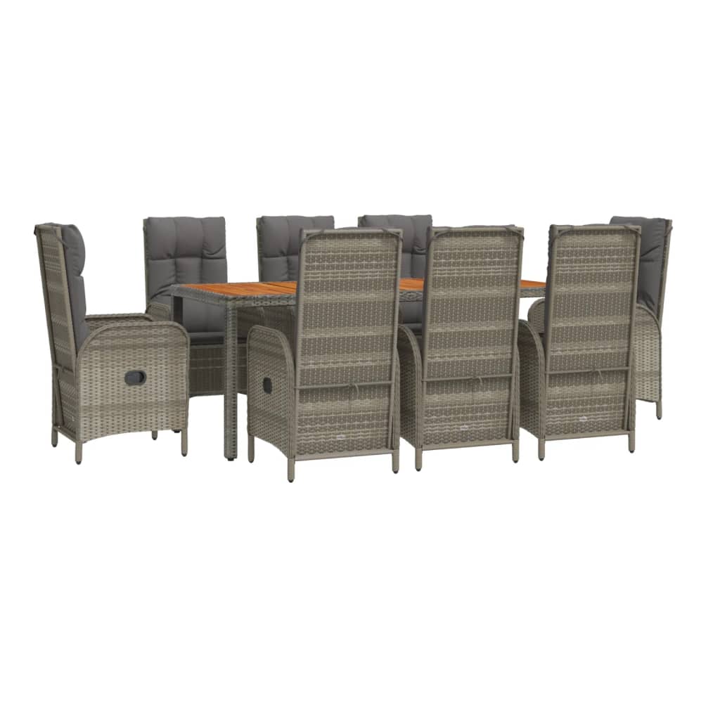 9-delige Tuinset met kussens poly rattan grijs is nu te koop bij PeponiXL, paradijselijk wonen!