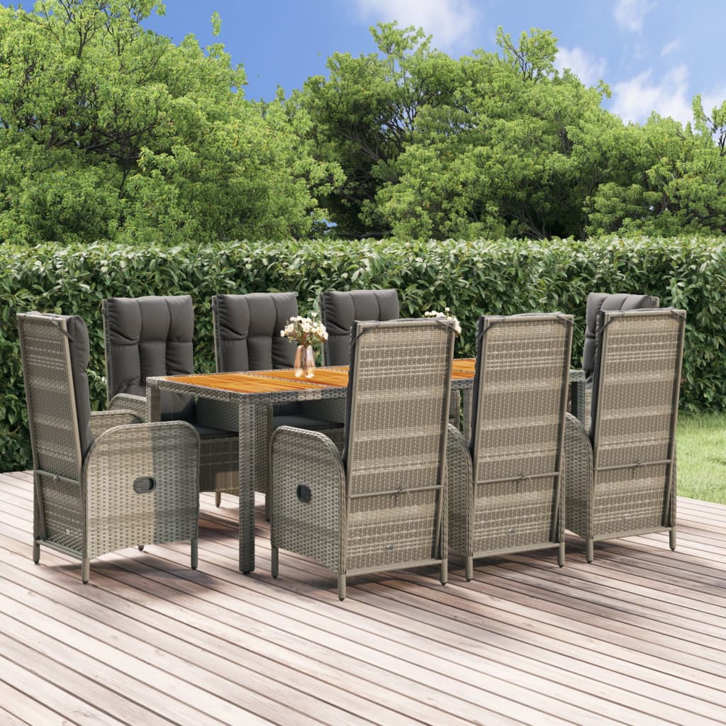 9-delige Tuinset met kussens poly rattan grijs is nu te koop bij PeponiXL, paradijselijk wonen!