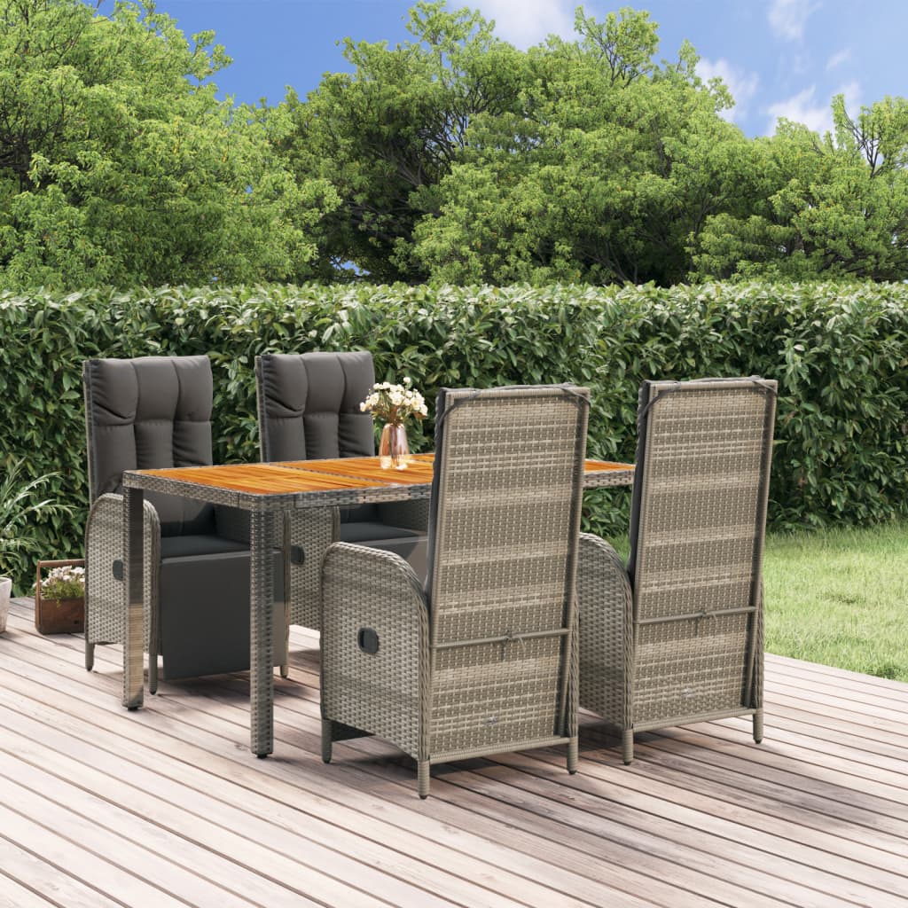 5-delige Tuinset met kussens poly rattan grijs is nu te koop bij PeponiXL, paradijselijk wonen!