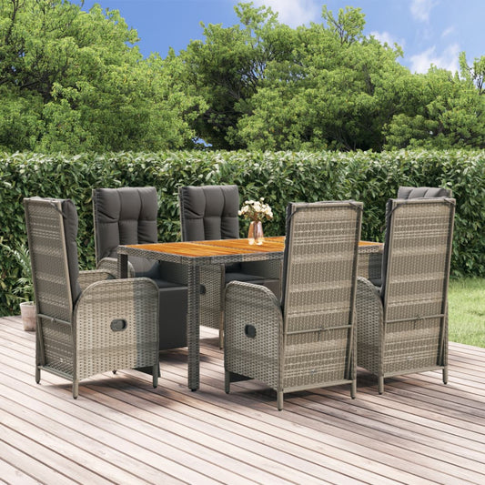 7-delige Tuinset met kussens poly rattan grijs is nu te koop bij PeponiXL, paradijselijk wonen!