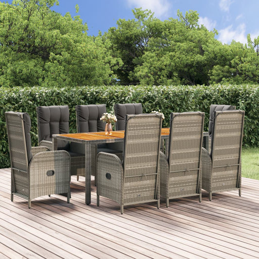 9-delige Tuinset met kussens poly rattan grijs is nu te koop bij PeponiXL, paradijselijk wonen!