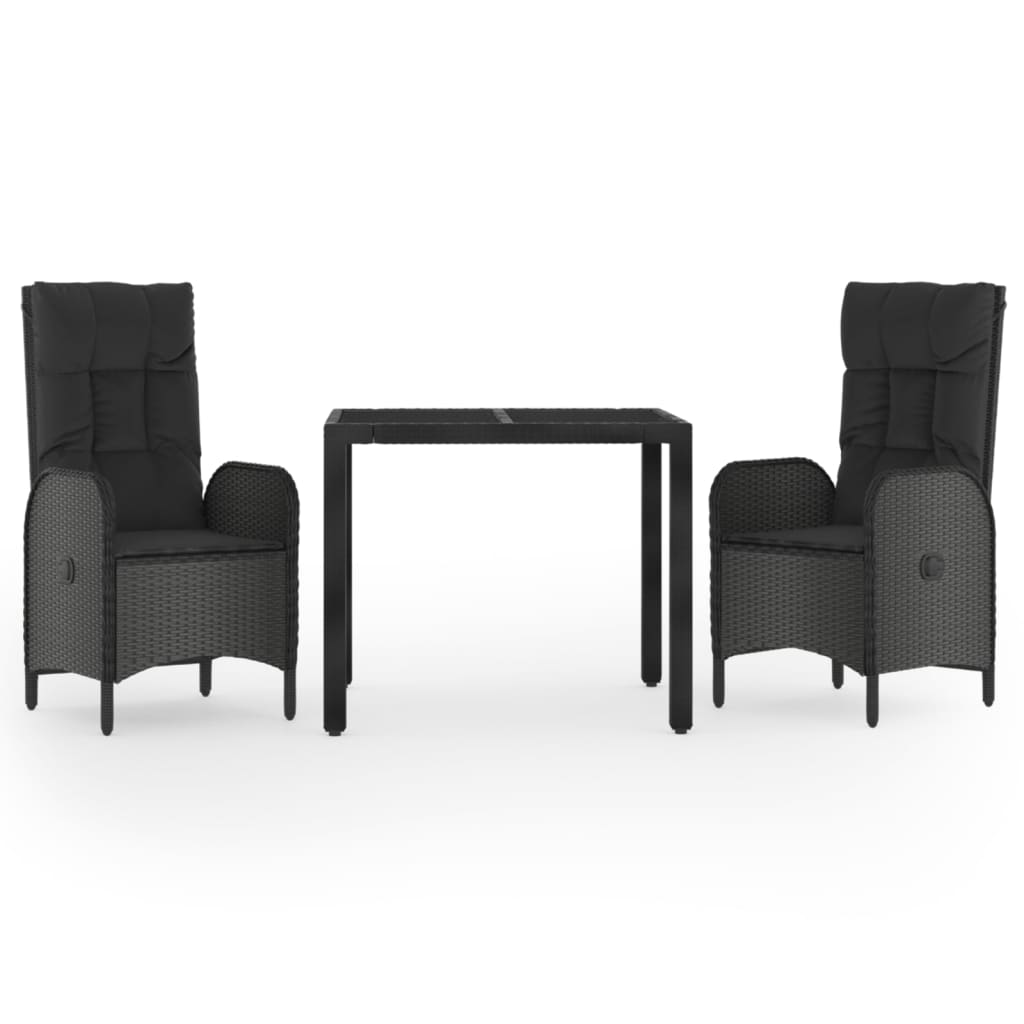 3-delige Tuinset met kussens poly rattan zwart is nu te koop bij PeponiXL, paradijselijk wonen!