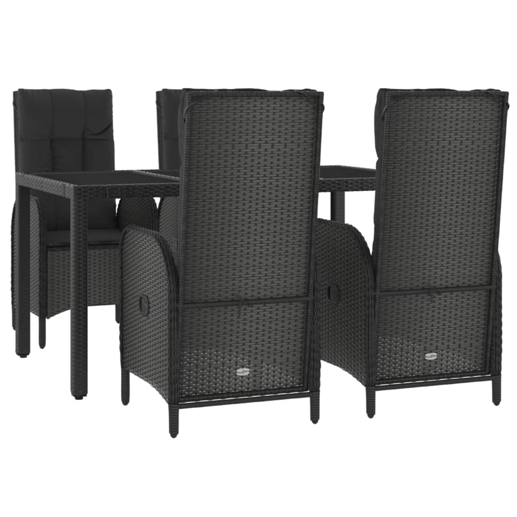 5-delige Tuinset met kussens poly rattan zwart is nu te koop bij PeponiXL, paradijselijk wonen!