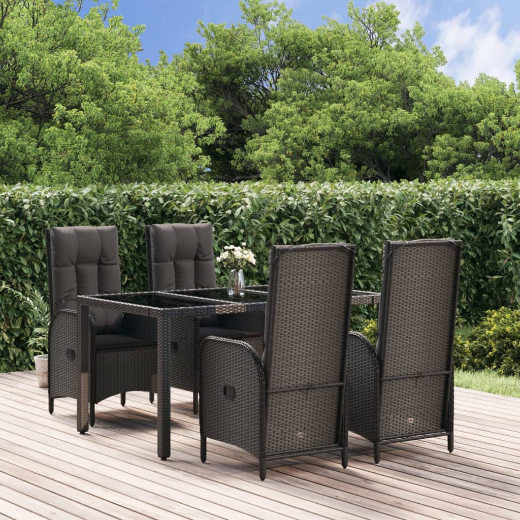 5-delige Tuinset met kussens poly rattan zwart is nu te koop bij PeponiXL, paradijselijk wonen!