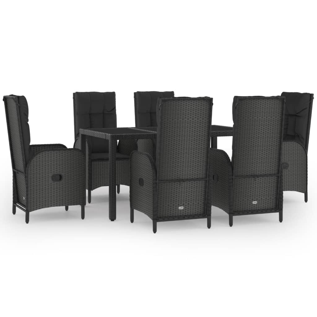7-delige Tuinset met kussens poly rattan zwart en grijs is nu te koop bij PeponiXL, paradijselijk wonen!