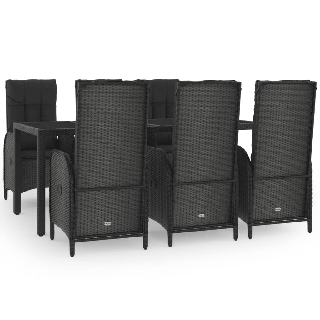 7-delige Tuinset met kussens poly rattan zwart en grijs is nu te koop bij PeponiXL, paradijselijk wonen!