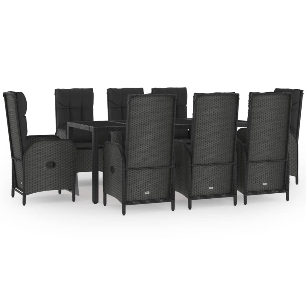 9-delige Tuinset met kussens poly rattan zwart en grijs is nu te koop bij PeponiXL, paradijselijk wonen!