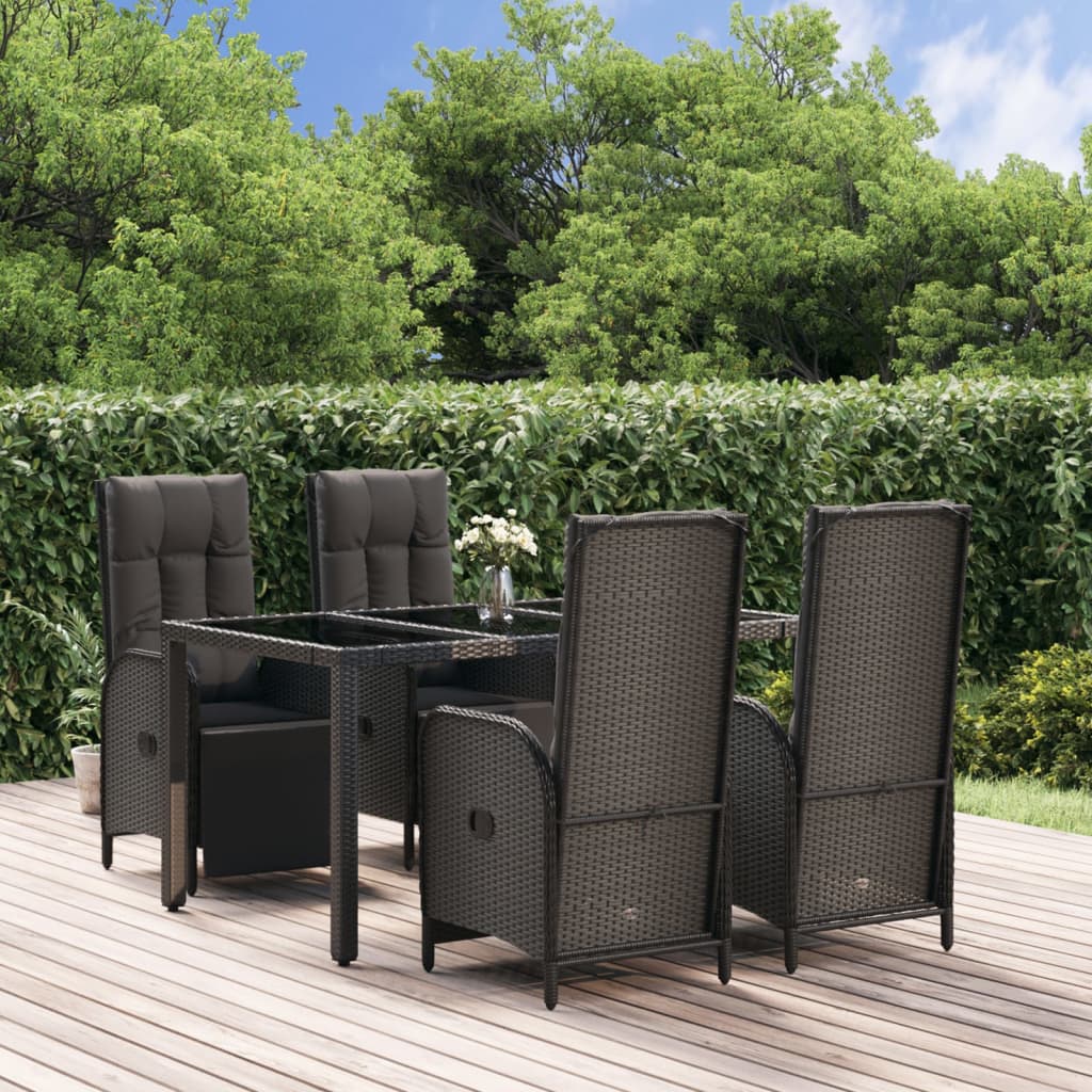 5-delige Tuinset met kussens poly rattan zwart is nu te koop bij PeponiXL, paradijselijk wonen!
