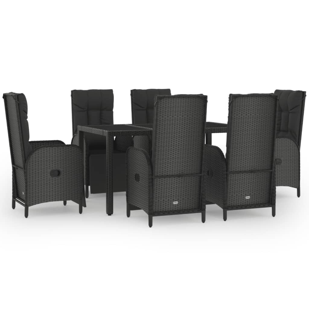 7-delige Tuinset met kussens poly rattan zwart en grijs is nu te koop bij PeponiXL, paradijselijk wonen!