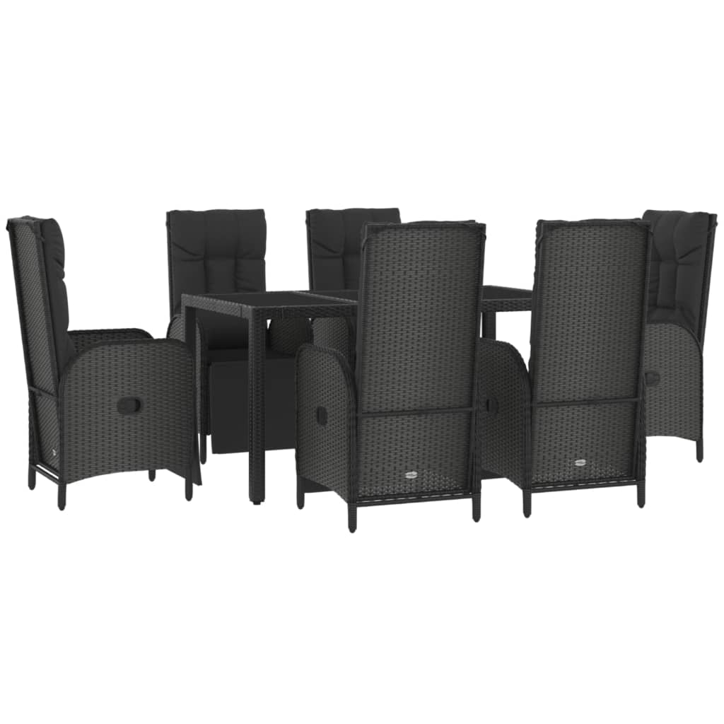 7-delige Tuinset met kussens poly rattan zwart en grijs is nu te koop bij PeponiXL, paradijselijk wonen!
