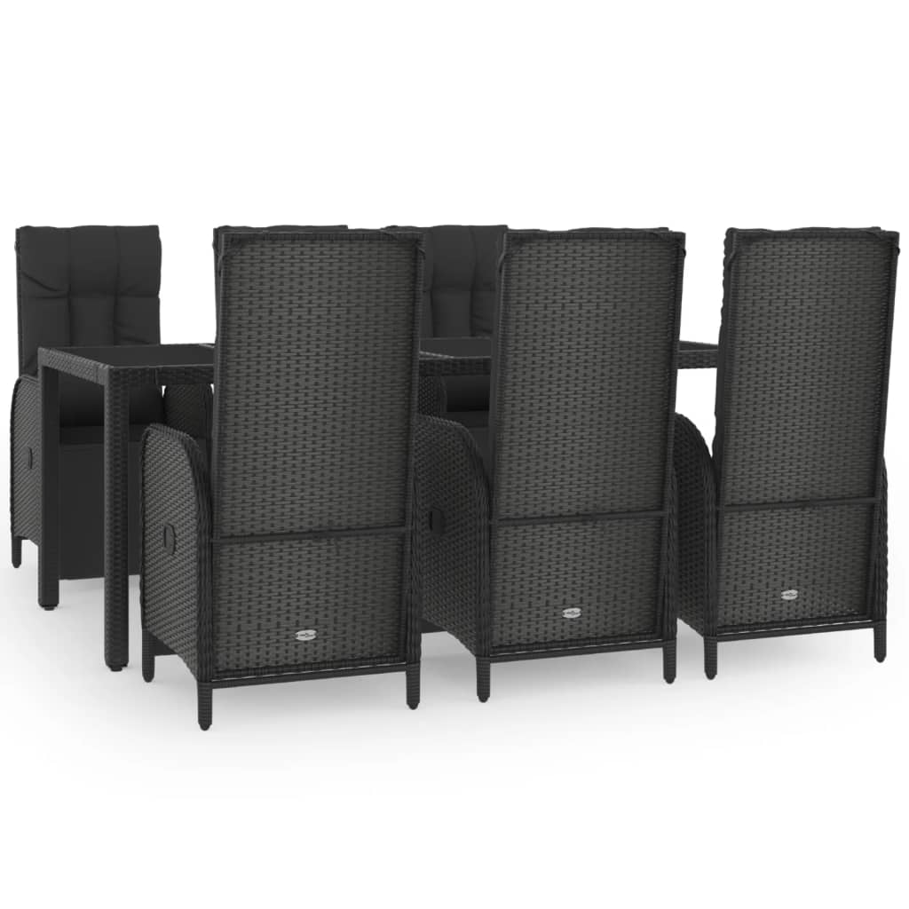 7-delige Tuinset met kussens poly rattan zwart is nu te koop bij PeponiXL, paradijselijk wonen!