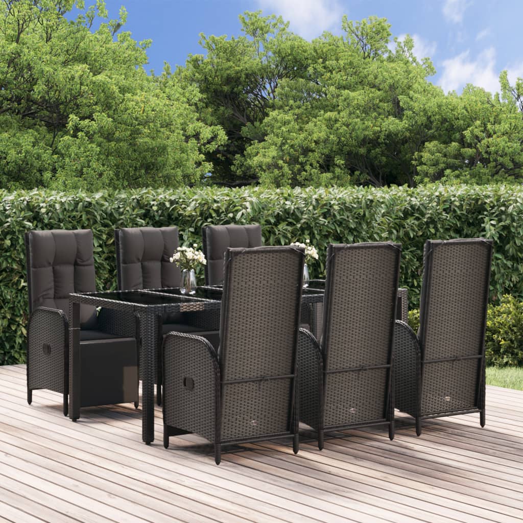 7-delige Tuinset met kussens poly rattan zwart is nu te koop bij PeponiXL, paradijselijk wonen!