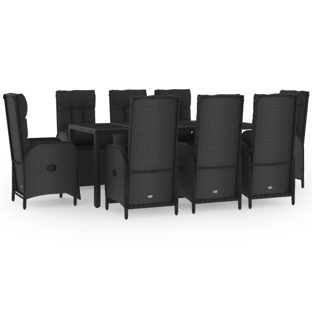 9-delige Tuinset poly rattan zwart is nu te koop bij PeponiXL, paradijselijk wonen!