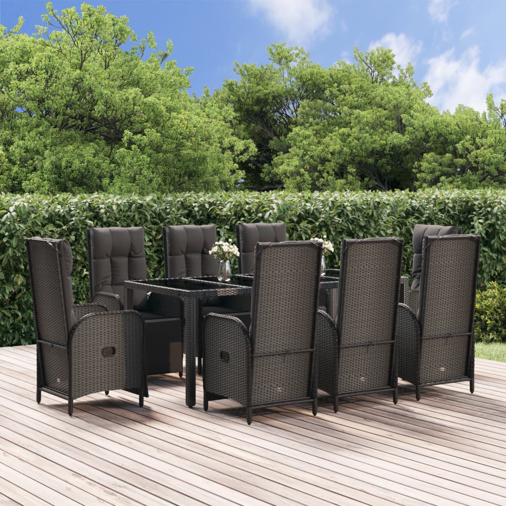9-delige Tuinset poly rattan zwart is nu te koop bij PeponiXL, paradijselijk wonen!