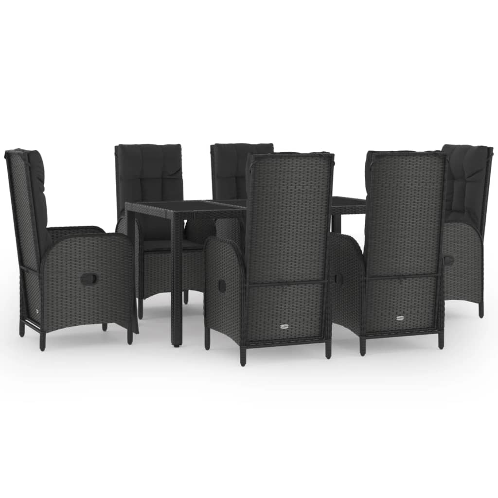 7-delige Tuinset met kussens poly rattan zwart is nu te koop bij PeponiXL, paradijselijk wonen!
