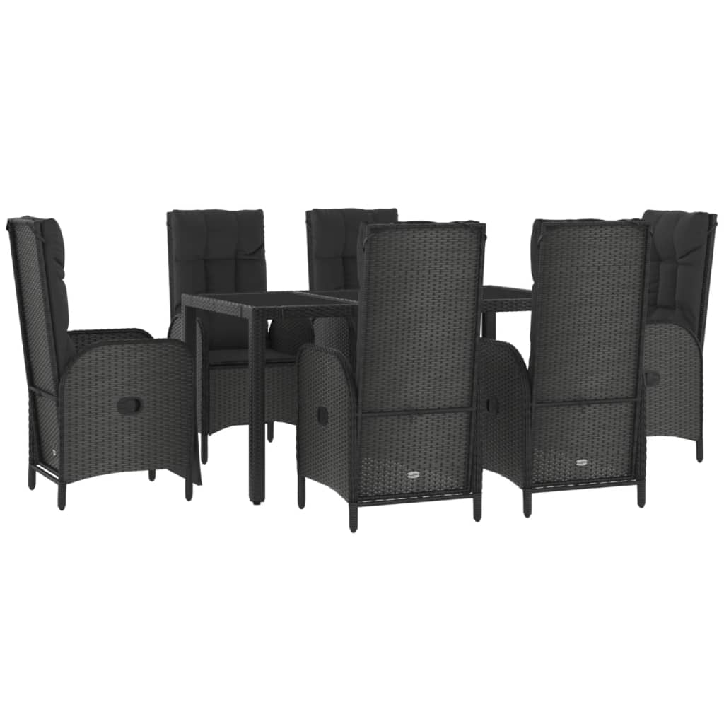 7-delige Tuinset met kussens poly rattan zwart is nu te koop bij PeponiXL, paradijselijk wonen!